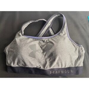 Under Armour Grey Heathered Sports Bra Logo Band Crossback Women's Size 2X‎